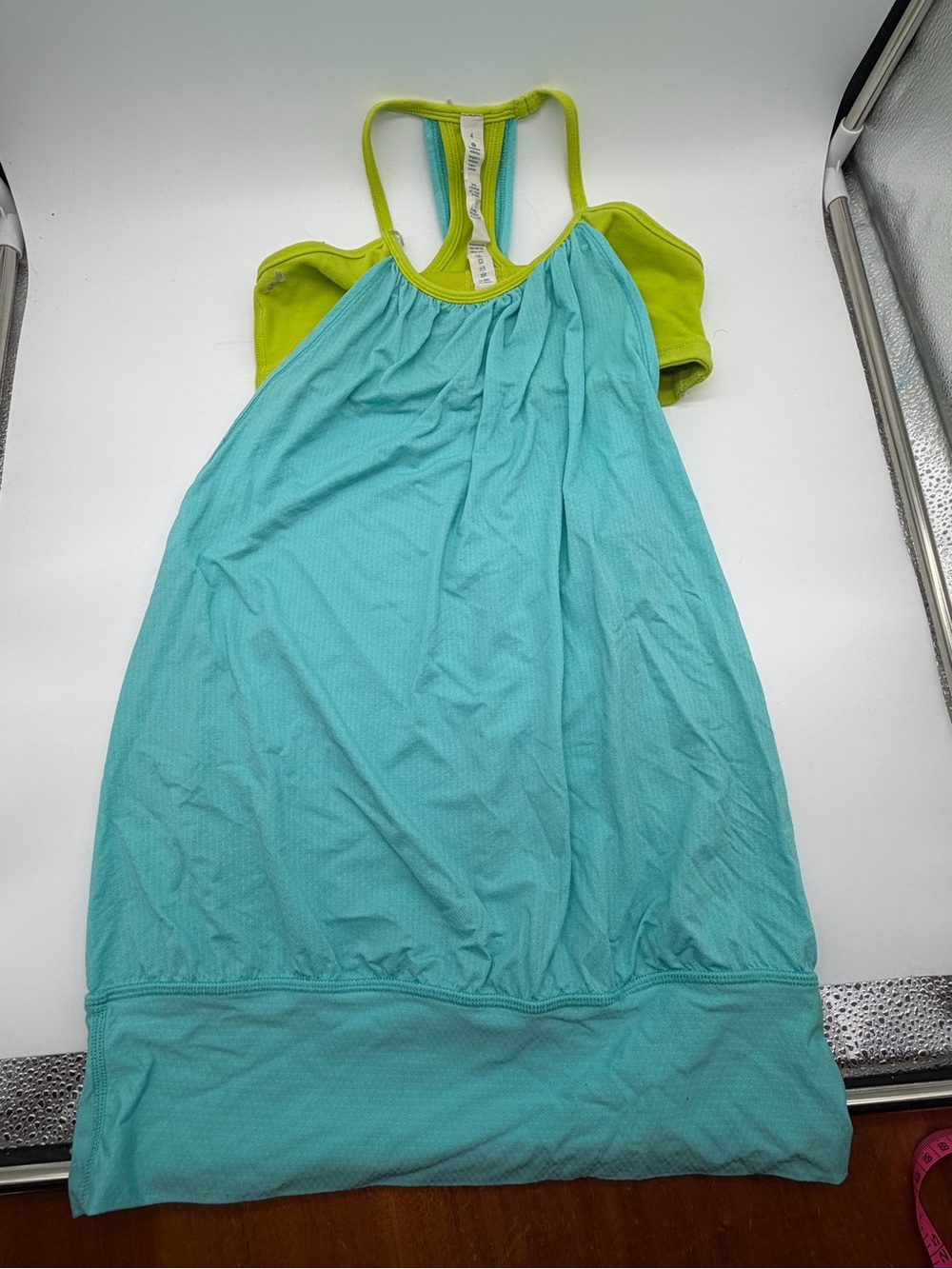 lululemon athletica Aqua Tank with Lime Racerback Sz 4.